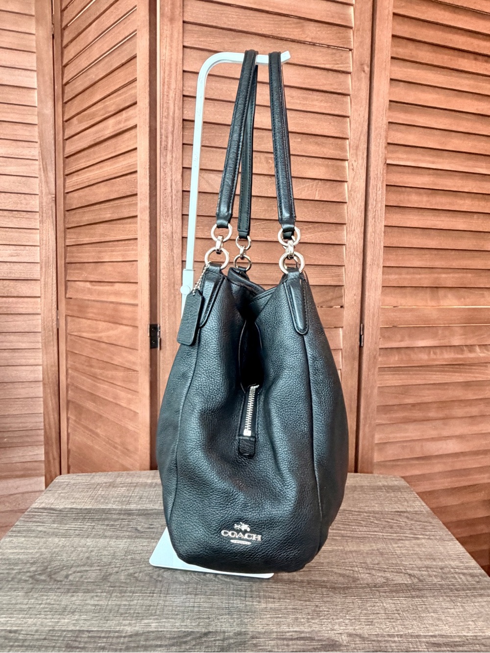 Coach Madison Phoebe Shoulder Hobo Bag Black Pebbled Leather EUC - Picture 3 of 12